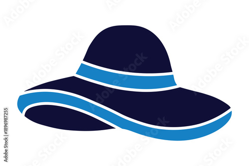 Stylish wide-brimmed sun hat with blue ribbon accent vector fashion accessory