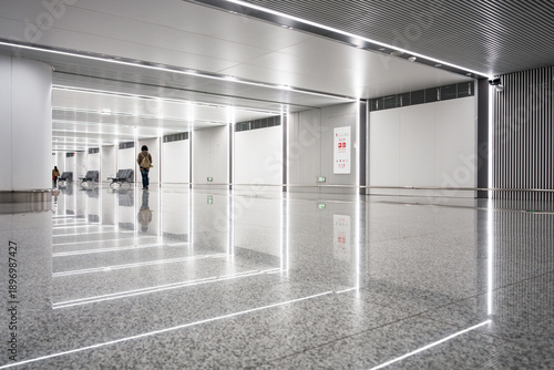 Photography Pedestrians in modern subway station hall
