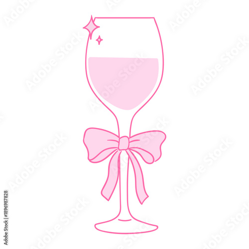 Charming pink drink in a decorated glass ready for a celebration or party