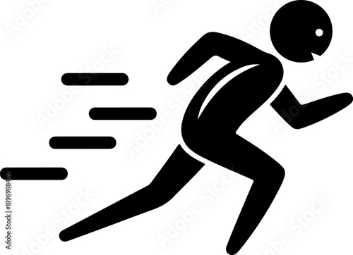 Dynamic black runner icon with speed lines - minimalist sprint illustration