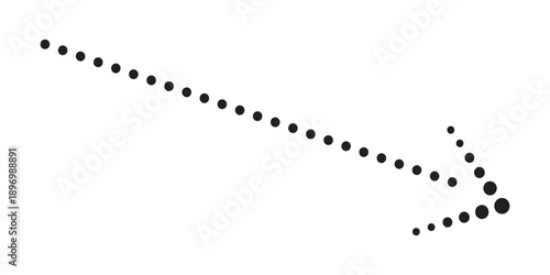 Right downward arrow direction icon with dotted line on white background. doted arrow icon sign.