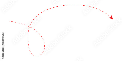 Long squiggle dashed, dotted line arrow vector icon.
