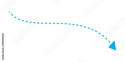 Long squiggle dashed, dotted line arrow vector icon.