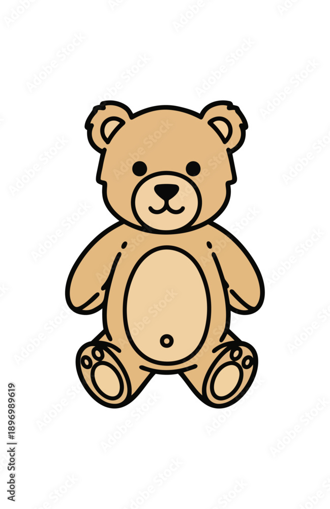 Fototapeta premium Cartoon teddy bear illustration against black background