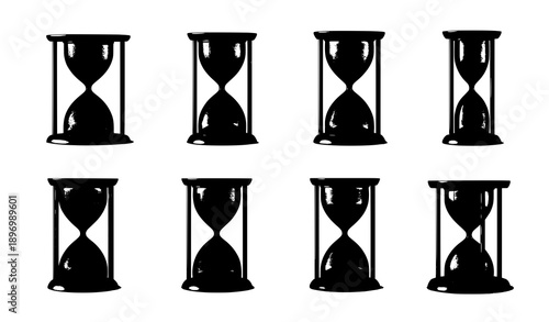Modern 3D Sand Clock and Hourglass Time Icon Collection