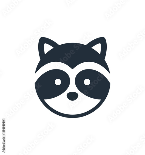 Stylized raccoon head icon against black background