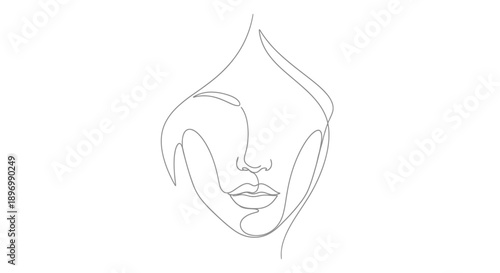 Minimalist single line drawing of a womans face.