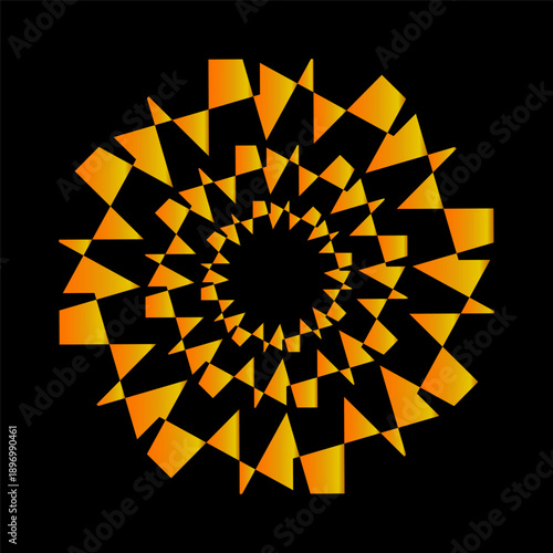 Abstract orange circles  on black background and free space for design. 