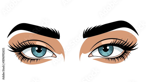 Blue Eyes with Eyelashes and Eyebrows.