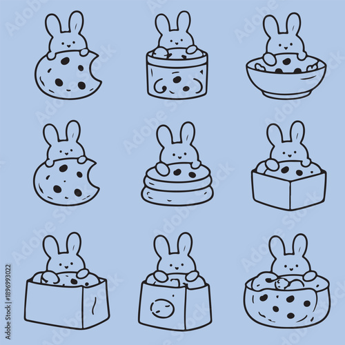 Cute bunnies and cookies illustrations, perfect for Easter and confectionery themes