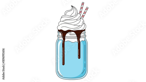 Blue Milkshake with Whipped Cream Topping.