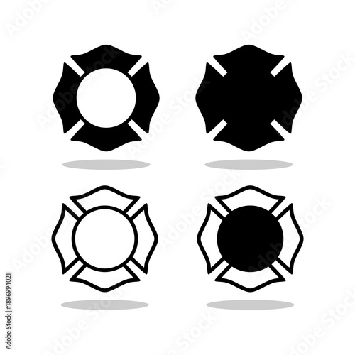 Fire department badge set with shadow