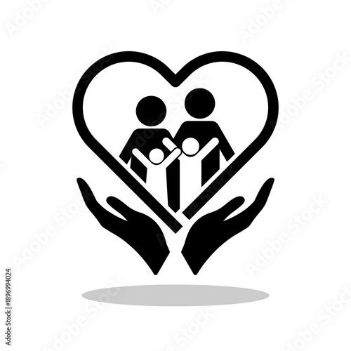 Family care icon sign with shadow