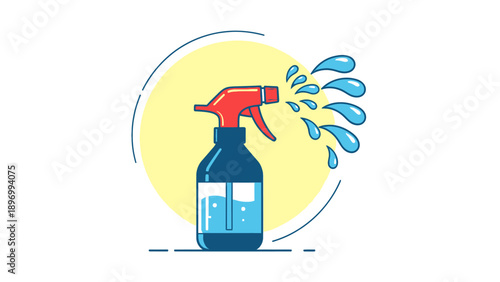 Blue Spray Bottle with Red Nozzle.
