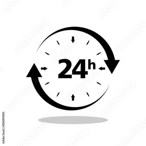 Loop arrow 24 hour icon with shadow