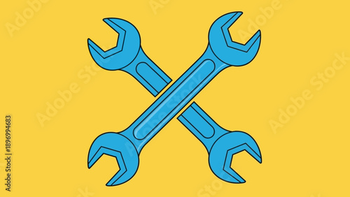 Blue Wrenches Crossed Over Each Other.