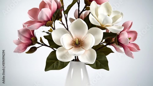 Close-up of elegant white magnolia flower in a decorative arrangement