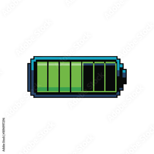 Pixel art battery icon showing partial charge level.