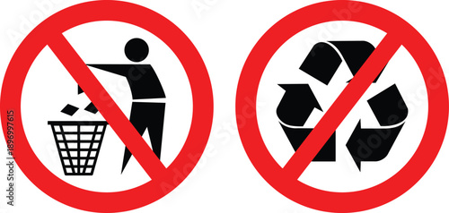 No littering or recycling signs