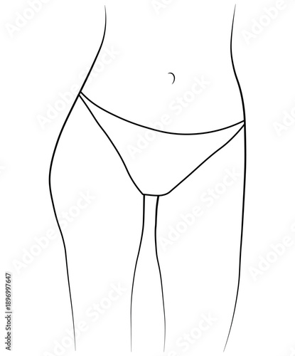 Woman legs swimsuit panties bikini hand drawing