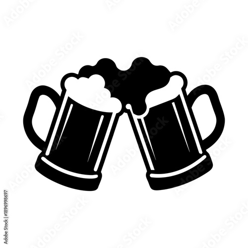 Fun Cartoon Beer Toast Illustration on White Background.