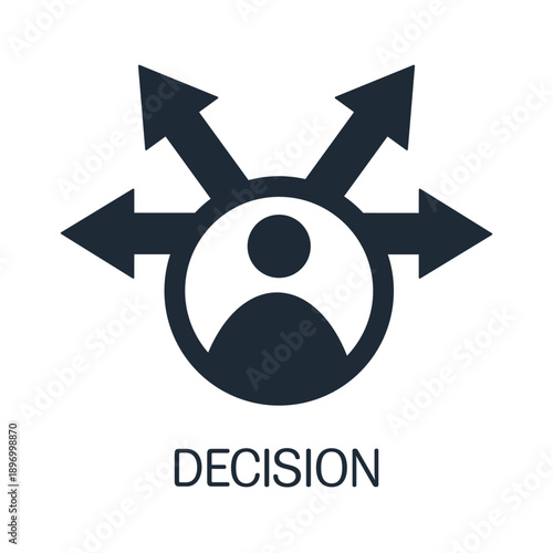A difficult choice, a decision. A person chooses between offers.Vector linear icon illustration isolated on white background.