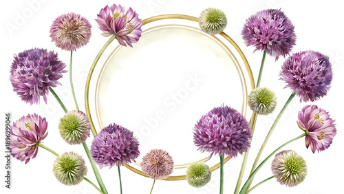 Elegant floral frame with clover blooms and a blank white space for text