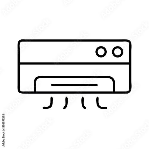 Simple black outline icon of an air conditioner unit with cool air flowing out.