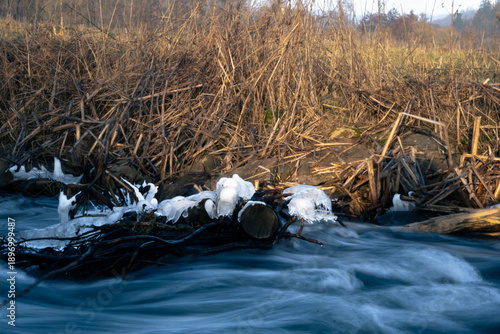 Tiny creek near the german river called Eder at the city Frankenberg Eder.