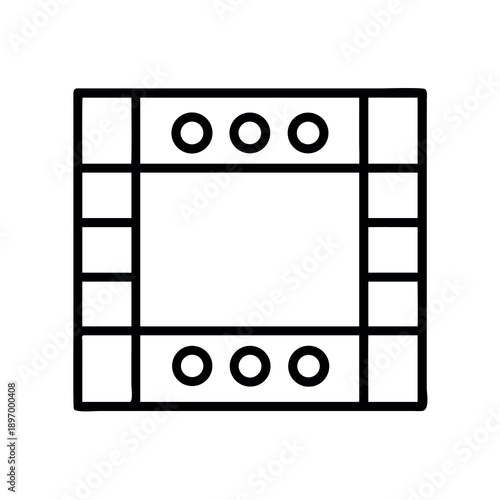 Line art icon representing a board game or tabletop game with tokens