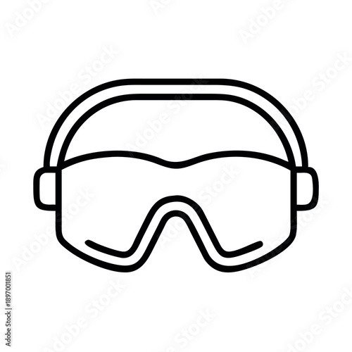 Outline illustration of protective goggles, suitable for sports, safety, or laboratory use