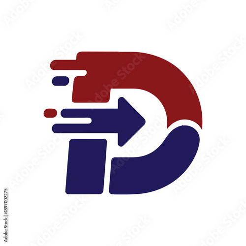 Red and Blue Letter D Logo with Arrow.