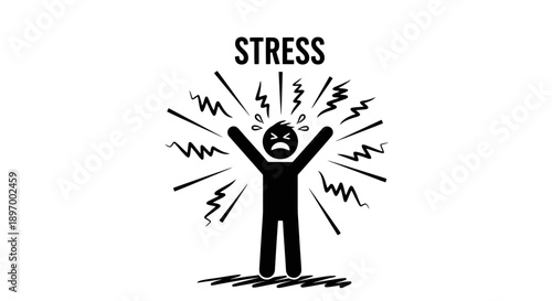 Person experiencing extreme stress and anxiety with radiating lines.