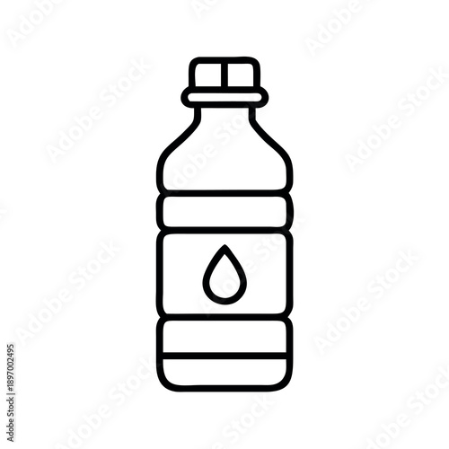 Water bottle icon with drop symbol, hydration, fitness, drink, beverage, health, refreshment