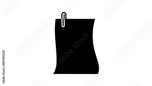 Attached document symbol, black isolated silhouette