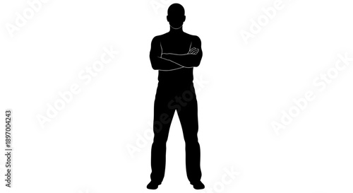 Silhouette of a man standing with arms crossed.