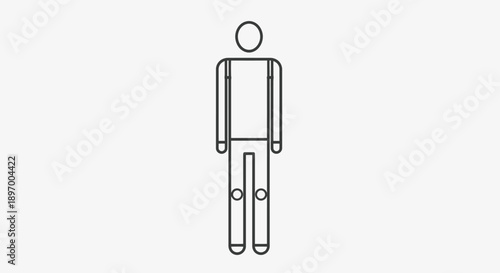 Simple Line Drawing of a Human Figure Standing Still.