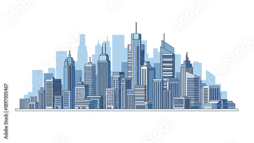 City Skyline with Skyscrapers and Buildings.
