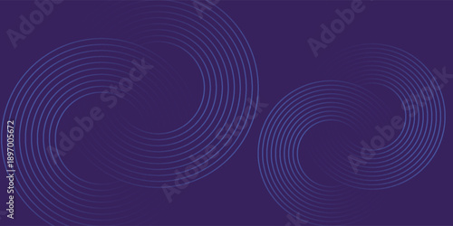 Blue abstract background with glowing circles. Swirl circular lines pattern. Geometric spiral. Twirl element. Modern graphic design. Futuristic technology concept. Vector illustration