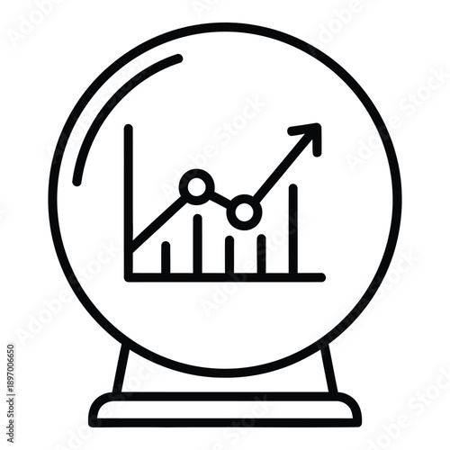 Crystal ball icon with an upward trending graph inside, representing future predictions, growth forecasts, and business insights.