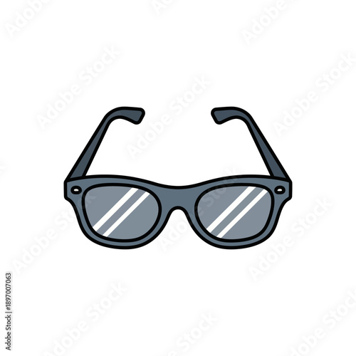 Pair of grey eyeglasses with clear lenses and black frames on a white background