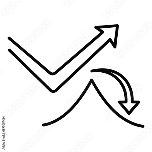 Line graph showing upward trend and recovery from decline, symbolizing resilience, market turnaround, and successful business strategies.