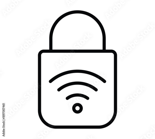 Secure Wireless Lock Icon Representing Modern Security Technology