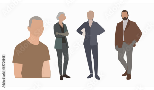 Modern silhouettes vector set of people, pets, places, and music