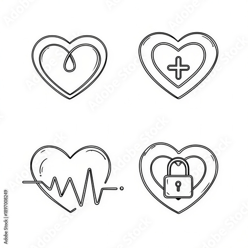 set of heart icons