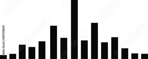 Black and white bar chart showing a normal distribution curve shape