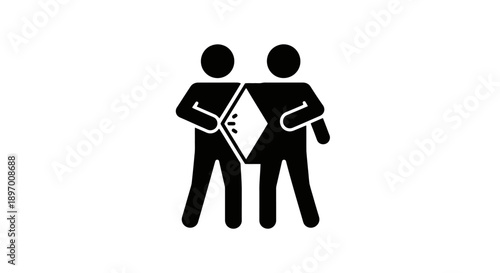 Two figures connecting puzzle pieces symbolizing teamwork and collaboration.