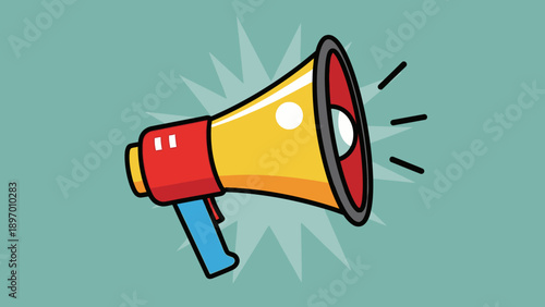 Colorful Megaphone Illustration with Loud Sound.
