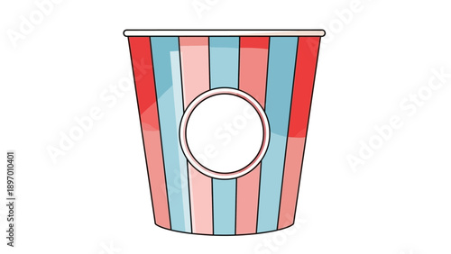 Colorful Striped Paper Coffee Cup Illustration.