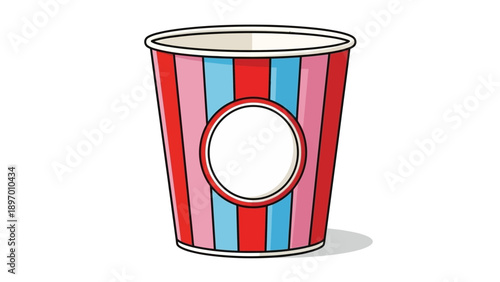 Colorful Striped Paper Drinking Cup Illustration.